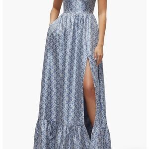 Elegant Blue Floral Maxi Dress
